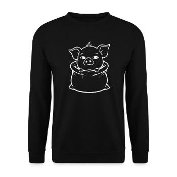 Petit cochon dans le sac - Sweat-shirt Unisexe - noir - Devant - Alina (178cm) & Michal (187cm)