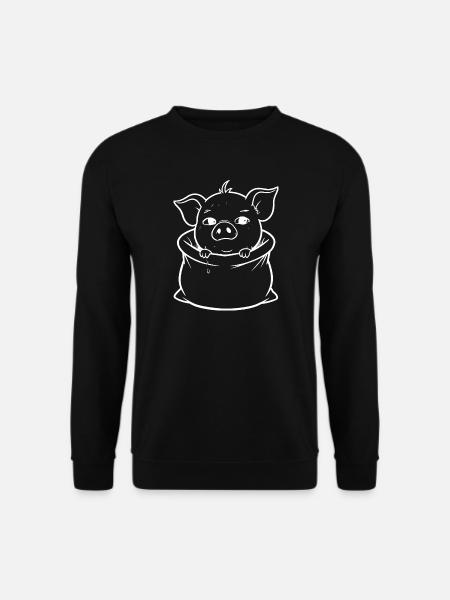 Kleines Schwein in Tasche - Unisex Pullover - Schwarz