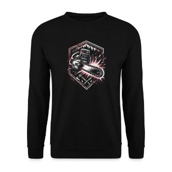 Chainsaw Axe Lumberjack Forest Design - Unisex Sweatshirt - black - Front - Alina (178cm) & Michal (187cm)