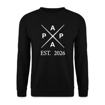 papa_est_2026 - Unisex Pullover - Schwarz - Vorne - Alina (178cm) & Michal (187cm)