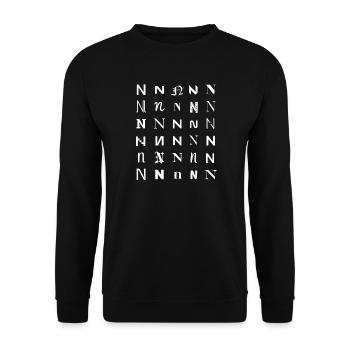 N Glyph Mosaic: Varied Typefaces - Unisex Sweatshirt - black - Front - Alina (178cm) & Michal (187cm)