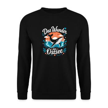 Wunder der Ostsee – Wal & Sonne - Unisex Pullover - Schwarz - Vorne - Alina (178cm) & Michal (187cm)