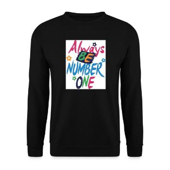Always_be_Number 1 - Unisex Pullover - Schwarz - Vorne - Alina (178cm) & Michal (187cm)