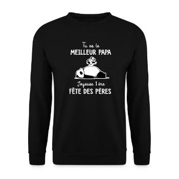 Papa meilleur père fête des pères - Sweat-shirt Unisexe - noir - Devant - Alina (178cm) & Michal (187cm)