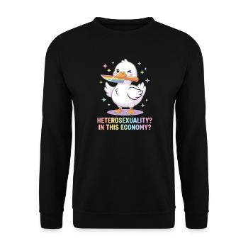 Pride Month LGBTQ – Heterosexualität in diesem Econom - Unisex Pullover - Schwarz - Vorne - Alina (178cm) & Michal (187cm)