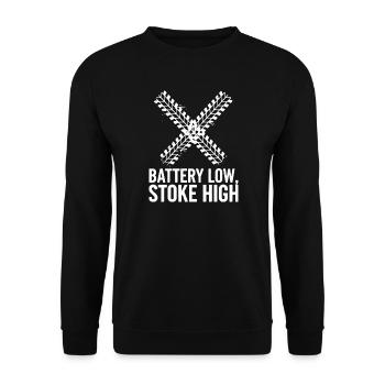 Battery Low Stoke High E-MTB Bike - Unisex Sweatshirt - black - Front - Alina (178cm) & Michal (187cm)