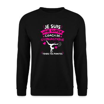 Super Coach Gymnastique Tends Tes Pointes - Sweat-shirt Unisexe - noir - Devant - Alina (178cm) & Michal (187cm)