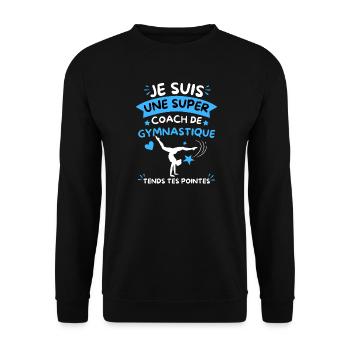 Super Coach Gymnastique Tends Tes Pointes - Sweat-shirt Unisexe - noir - Devant - Alina (178cm) & Michal (187cm)