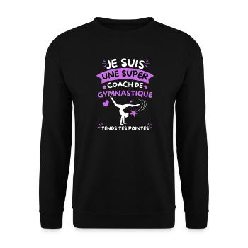 Super Coach Gymnastique Tends Tes Pointes - Sweat-shirt Unisexe - noir - Devant - Alina (178cm) & Michal (187cm)