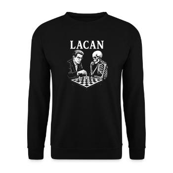 Jacques Lacan plays chess with skeleton - Unisex Sweatshirt - black - Front - Alina (178cm) & Michal (187cm)