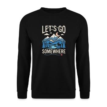 Hiking - Outdoor Adventure - Let's Go Somewhere - Unisex Sweatshirt - black - Front - Alina (178cm) & Michal (187cm)