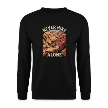 Mountains - Never Hike Alone - Unisex Sweatshirt - black - Front - Alina (178cm) & Michal (187cm)