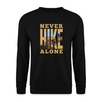 Mountains - Never Hike Alone - Unisex Sweatshirt - black - Front - Alina (178cm) & Michal (187cm)