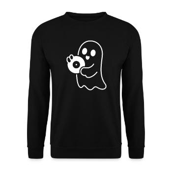 Kuscheliger Geist mit Augenball - Unisex Pullover - Schwarz - Vorne - Alina (178cm) & Michal (187cm)