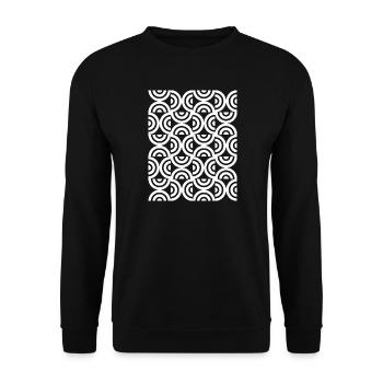 Konzentrisches Ringmosaik - Unisex Pullover - Schwarz - Vorne - Alina (178cm) & Michal (187cm)
