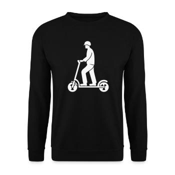 Stadt-Scooter Silhouette mit Helm - Unisex Pullover - Schwarz - Vorne - Alina (178cm) & Michal (187cm)