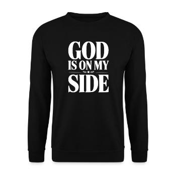 Gott ist auf meiner Seite - Unisex Pullover - Schwarz - Vorne - Alina (178cm) & Michal (187cm)