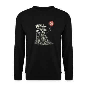 60 Geburtstag Skelett Schwarzer Humor Geschenkidee - Unisex Pullover - Schwarz - Vorne - Alina (178cm) & Michal (187cm)