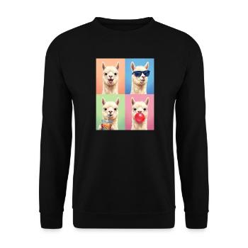 Alpakas Alpaka - Unisex Pullover - Schwarz - Vorne - Alina (178cm) & Michal (187cm)