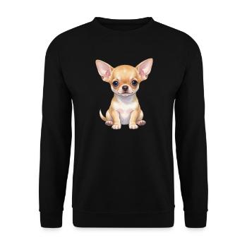 Chihuahua Welpe Hundebaby Geschenkidee - Unisex Pullover - Schwarz - Vorne - Alina (178cm) & Michal (187cm)