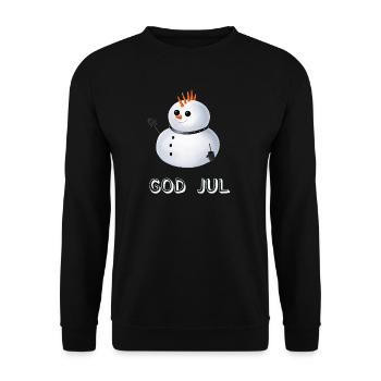 Gothic Schneemann God Jul - Schwedisch - Unisex Pullover - Schwarz - Vorne - Alina (178cm) & Michal (187cm)