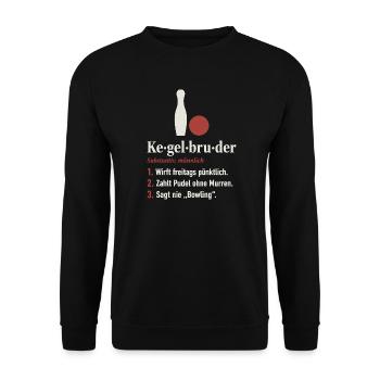 Kegelbruder Definition – lustiges Kegeln Shirt - Unisex Pullover - Schwarz - Vorne - Alina (178cm) & Michal (187cm)