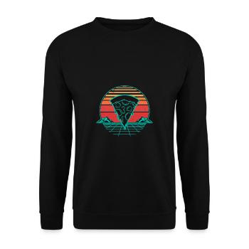Pizza Pizzeria Rétro Vintage Retro wave - Sweat-shirt Unisexe - noir - Devant - Alina (178cm) & Michal (187cm)