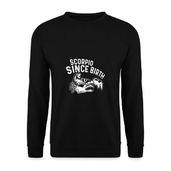 Skorpion seit der Geburt Ehrgeizig Geschenk - Unisex Pullover - Schwarz - Vorne - Alina (178cm) & Michal (187cm)