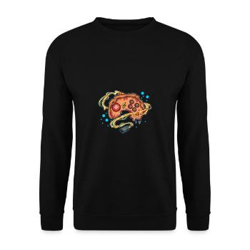 Pizza Gaming Controller Gamepad - Unisex Sweatshirt - black - Front - Alina (178cm) & Michal (187cm)