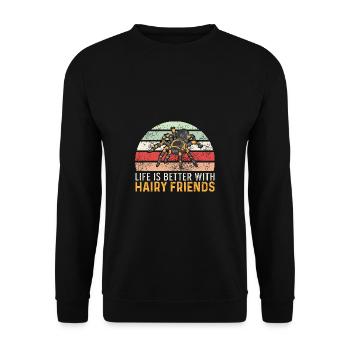 Hairy Friends Friendly Guy Gift - Unisex Sweatshirt - black - Front - Alina (178cm) & Michal (187cm)