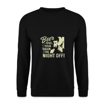Brain Night Free Barman or Barwoman Gift - Unisex Sweatshirt - black - Front - Alina (178cm) & Michal (187cm)