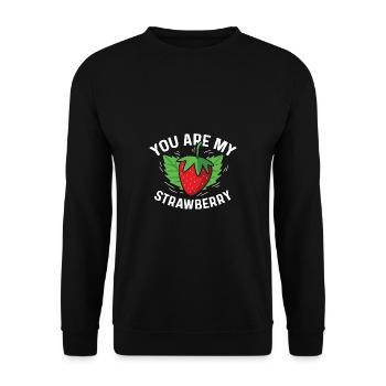 Meine Erdbeere Süsse Person Geschenk - Unisex Pullover - Schwarz - Vorne - Alina (178cm) & Michal (187cm)