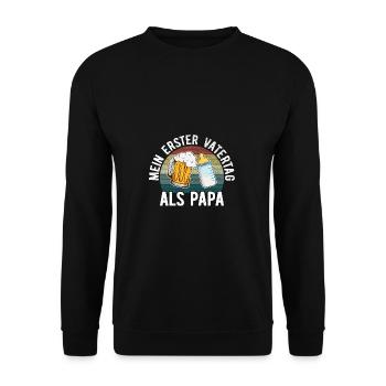 1. Vatertag als Papa Vater Väter Bier Biertrinker - Unisex Pullover - Schwarz - Vorne - Alina (178cm) & Michal (187cm)