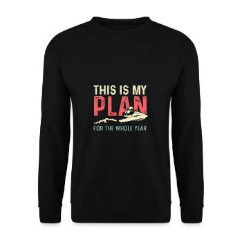 Plan für das Jahr Hobbyist Geschenk - Unisex Pullover - Schwarz - Vorne - Alina (178cm) & Michal (187cm)