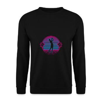 Golf Golfen Golfer Retro Vintage Retrowave - Unisex Pullover - Schwarz - Vorne - Alina (178cm) & Michal (187cm)