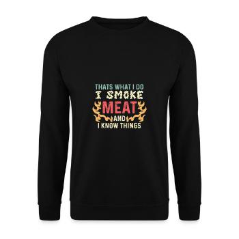 Ich rauche Fleisch Fleischliebhaber Geschenk - Unisex Pullover - Schwarz - Vorne - Alina (178cm) & Michal (187cm)