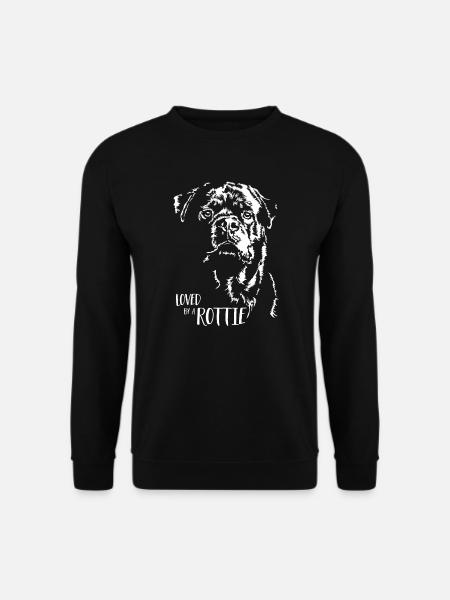 Loved by a Rottie Hunde Rottweiler Hundespruch - Unisex Pullover - Schwarz