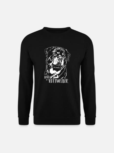 Loved by a Rottweiler Hunde Rottie Hundespruch - Unisex Pullover - Schwarz