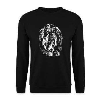 Loved by a Shih Tzu Dogs Dog Saying Wilsigns - Unisex Sweatshirt - black - Front - Alina (178cm) & Michal (187cm)