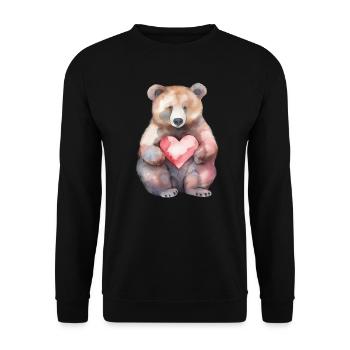 Cute & cute bear with heart love brown bear - Unisex Sweatshirt - black - Front - Alina (178cm) & Michal (187cm)