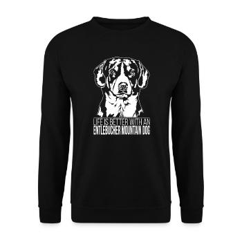 Entlebucher La vie de chien de montagne est meilleure Chiens - Sweat-shirt Unisexe - noir - Devant - Alina (178cm) & Michal (187cm)