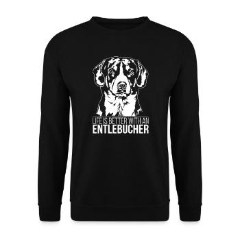 La vie d’Entlebucher Mountain Dog est meilleure Wilsigns - Sweat-shirt Unisexe - noir - Devant - Alina (178cm) & Michal (187cm)