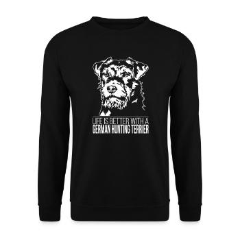 German Hunting Terrier life is better Wilsigns - Unisex Pullover - Schwarz - Vorne - Alina (178cm) & Michal (187cm)