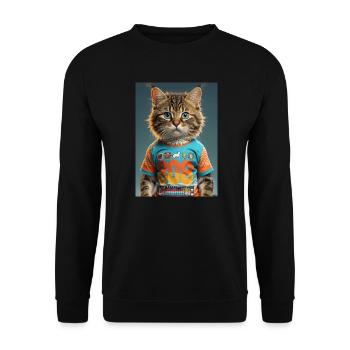 808Cat Kitty - Unisex Pullover - Schwarz - Vorne - Alina (178cm) & Michal (187cm)