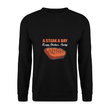 Steak un cadeau gastronomique d’un jour - Sweat-shirt Unisexe - noir - Devant - Alina (178cm) & Michal (187cm)