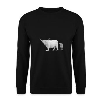 Scottish Highland cattle with veal - Unisex Sweatshirt - black - Front - Alina (178cm) & Michal (187cm)
