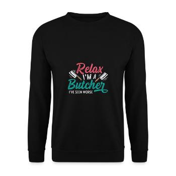 I've seen worse butcher gift - Unisex Sweatshirt - black - Front - Alina (178cm) & Michal (187cm)
