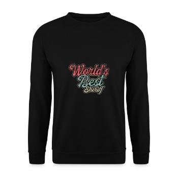 Worlds Best Sheriff Dedicated PoliceMan Geschen - Unisex Sweatshirt - black - Front - Alina (178cm) & Michal (187cm)