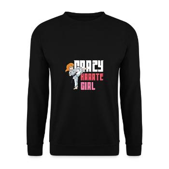 Crazy Karate Girl Martial Arts Student Gesche - Unisex Sweatshirt - black - Front - Alina (178cm) & Michal (187cm)