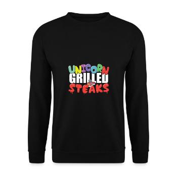 Unicorn barbecue party T-shirt for men and women - Unisex Sweatshirt - black - Front - Alina (178cm) & Michal (187cm)